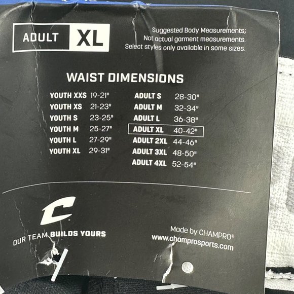Champro Men's Size XL Pant Baseball Two Back Pockets Black New With Tags - Picture 7 of 15